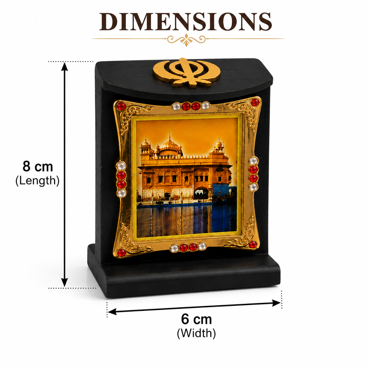 Golden Temple Wooden Photo Frame Khanda Sikh Religious Home Office Desk 8cmX6cm
