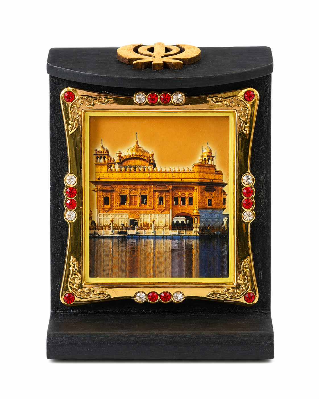 Golden Temple Wooden Photo Frame Khanda Sikh Religious Home Office Desk 8cmX6cm