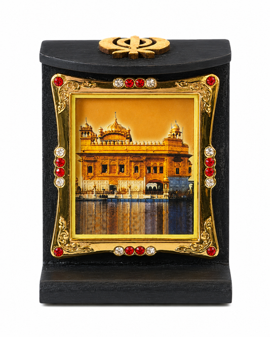 Golden Temple Wooden Photo Frame Khanda Sikh Religious Home Office Desk 8cmX6cm