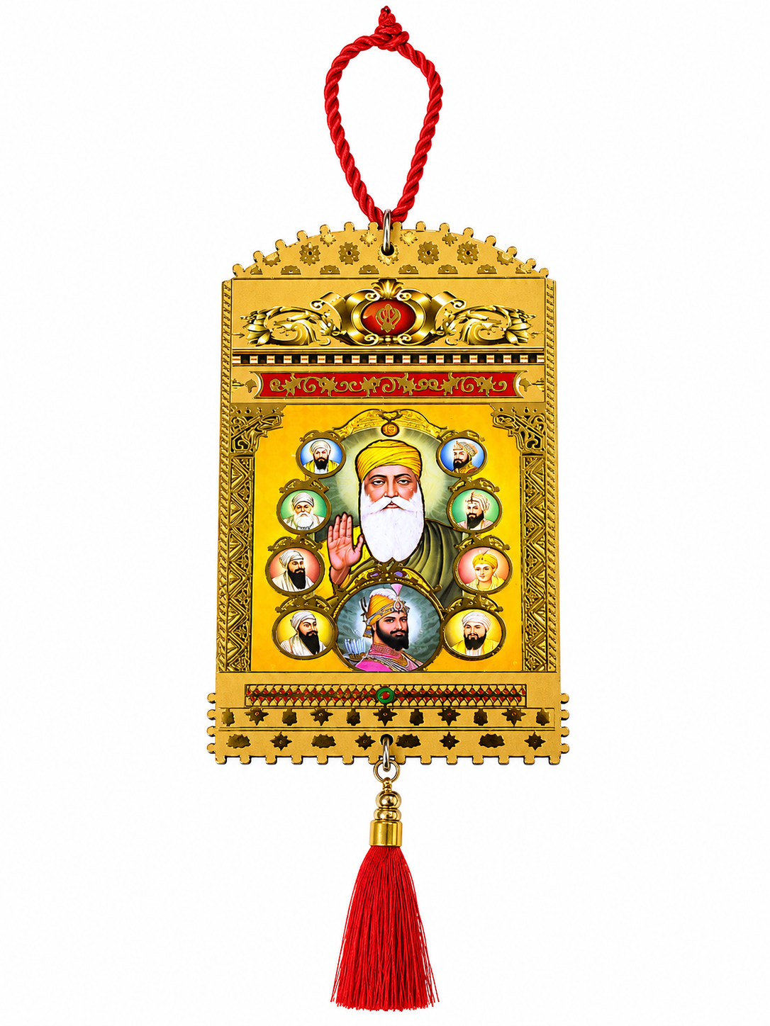 10 Sikh Gurus Religious Hanging Picture Tassel Car Prayer Room Spiritual Décor