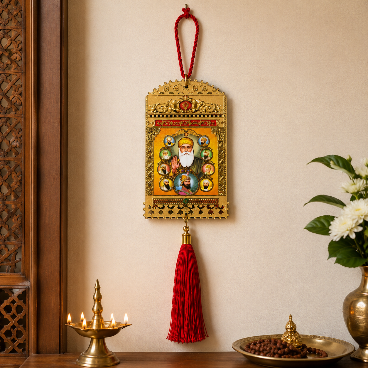 10 Sikh Gurus Religious Hanging Picture Tassel Car Prayer Room Spiritual Décor