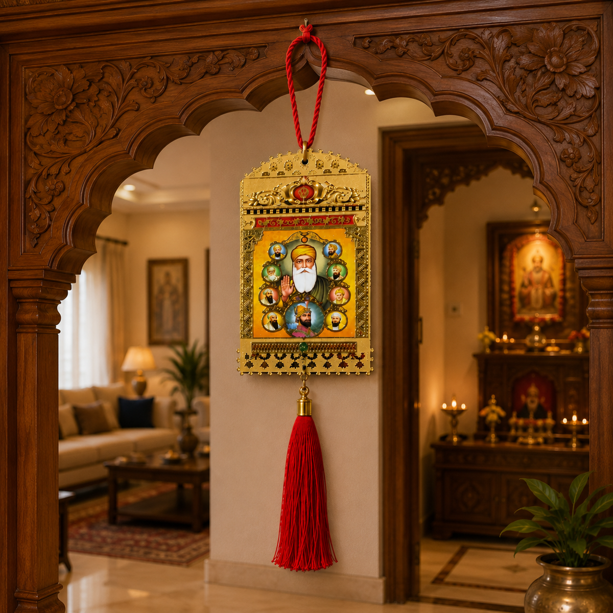 10 Sikh Gurus Religious Hanging Picture Tassel Car Prayer Room Spiritual Décor