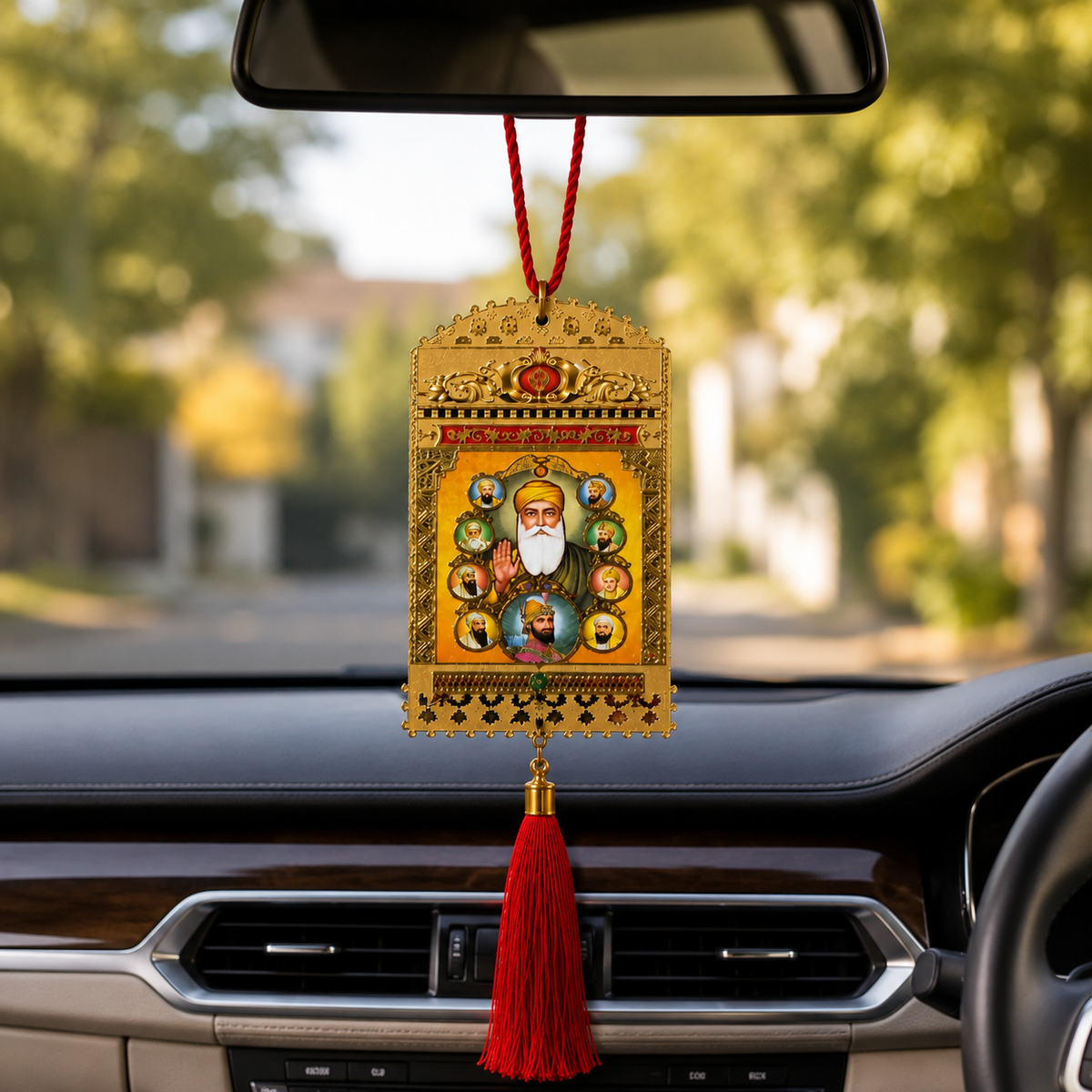 10 Sikh Gurus Religious Hanging Picture Tassel Car Prayer Room Spiritual Décor