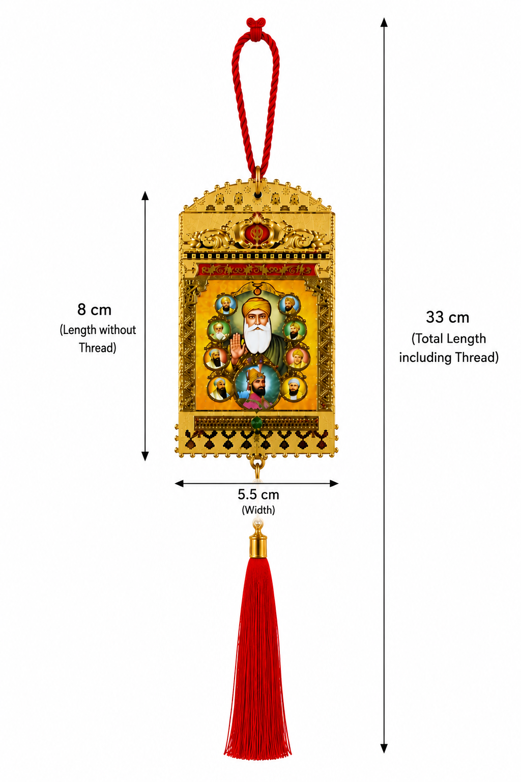 10 Sikh Gurus Religious Hanging Picture Tassel Car Prayer Room Spiritual Décor