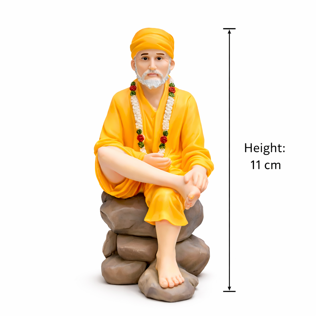 C&S Sai Baba Statue 11cm Hindu God Idol Mandir Pooja Decor Spiritual Table Showpiece Gift