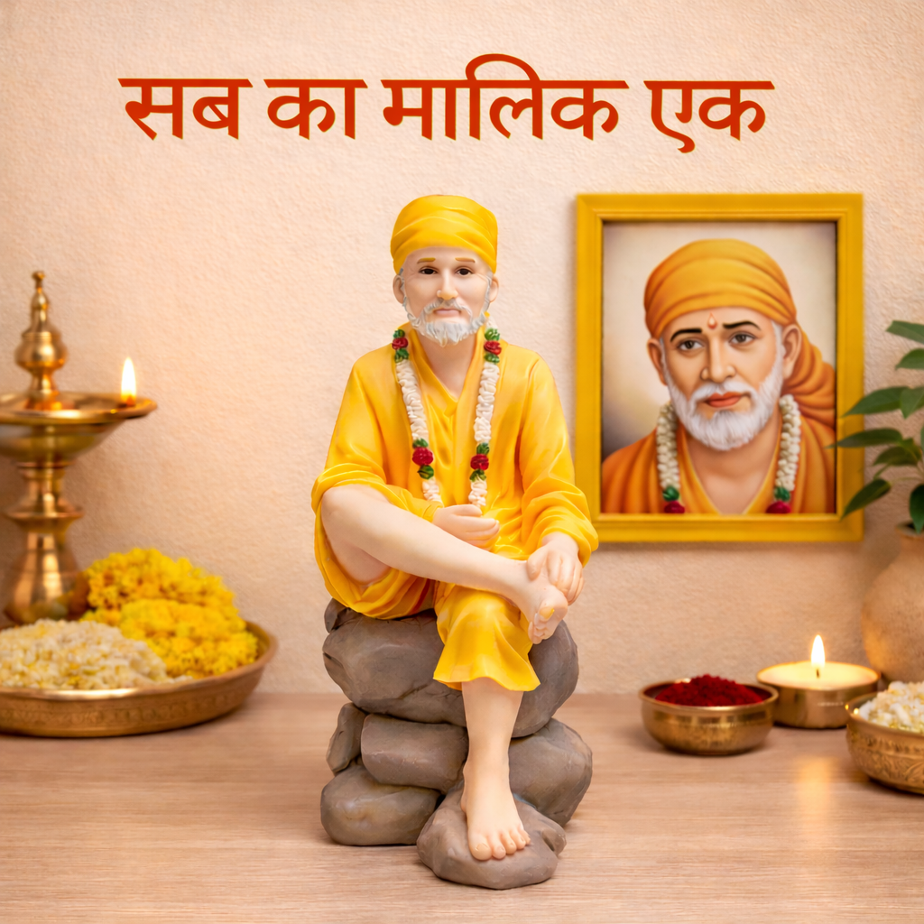 C&S Sai Baba Statue 11cm Hindu God Idol Mandir Pooja Decor Spiritual Table Showpiece Gift