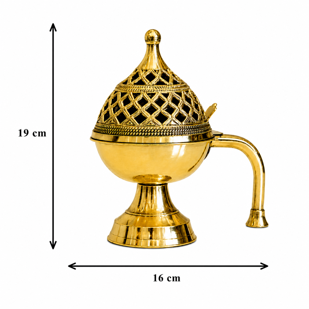 Brass Dhuna Loban Burner with Handle 19x16cm Dhoop Dani for Puja Hawan Worship