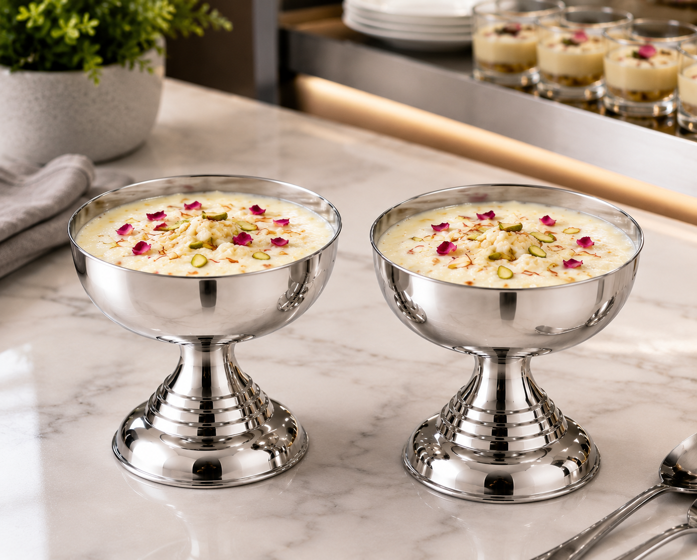 2 x Stainless Steel Ice Cream Dessert Bowls 9.5cm Mirror Finish Sundae Cups