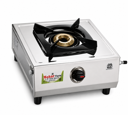 Single Burner LPG Gas Stove Stainless Steel Brass Burner Table Top Heavy Duty