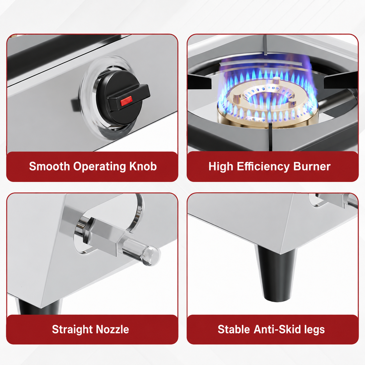 Single Burner LPG Gas Stove Stainless Steel Brass Burner Table Top Heavy Duty