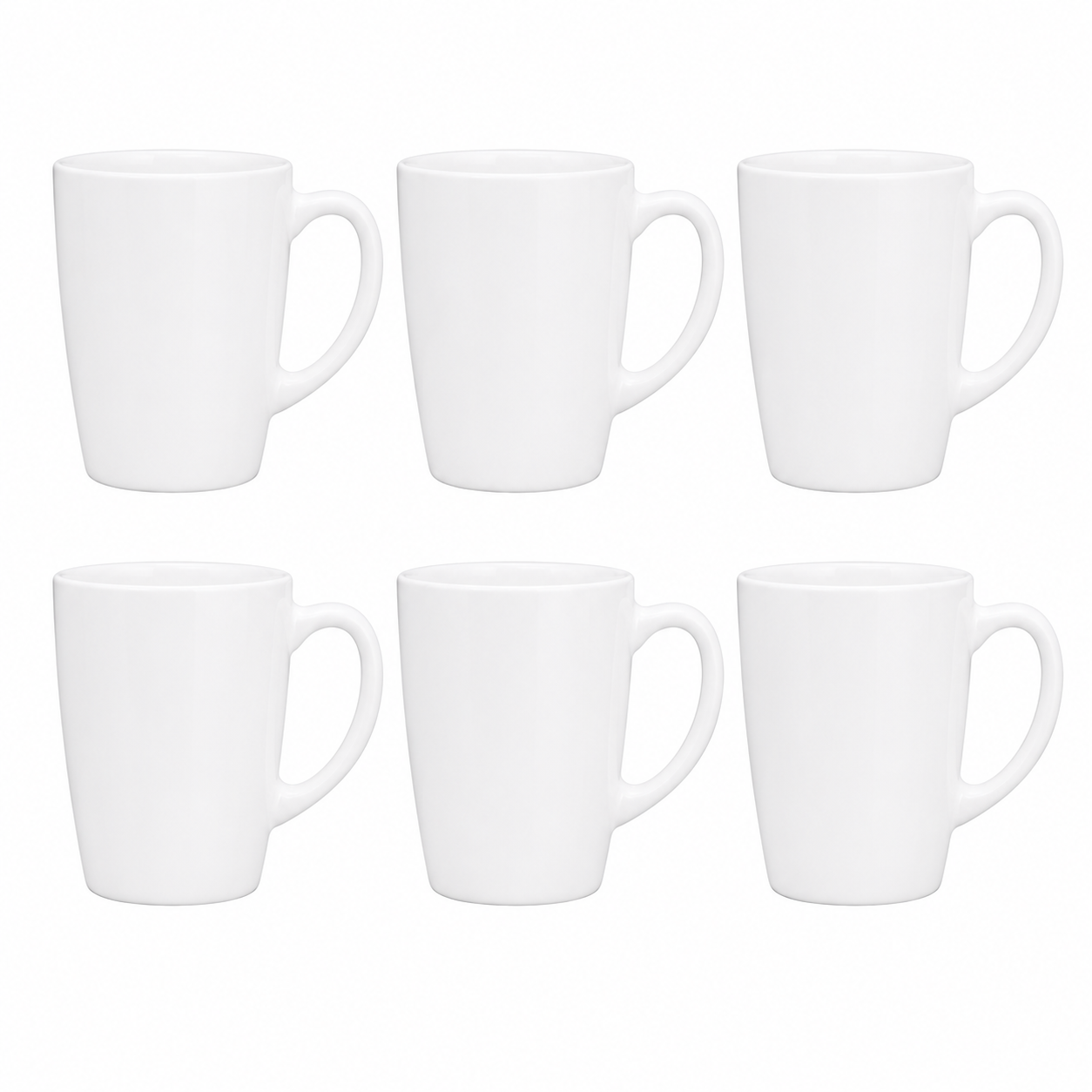 Set of 6 White Porcelain Coffee Tea Mugs 32cl 10¾oz Latte Cappuccino Hot Drink