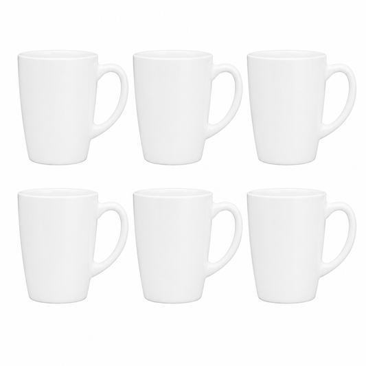 Set of 6 White Porcelain Coffee Tea Mugs 32cl 10¾oz Latte Cappuccino Hot Drink