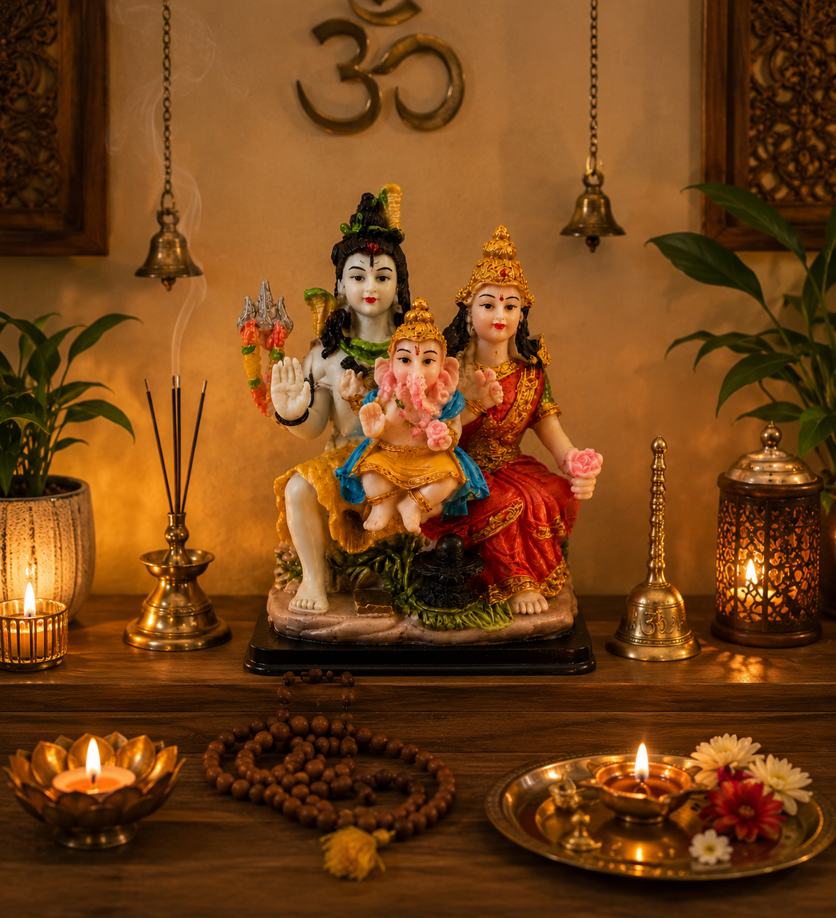 Shiv Parivar Statue 13cm Shiva Parvati Ganesha Religious Idol Hindu Home Mandir
