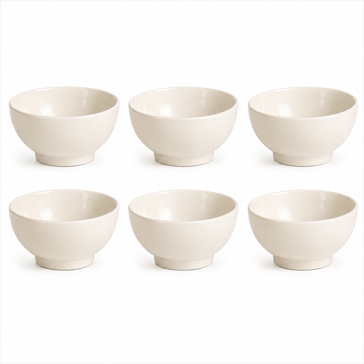 6 X Small Cream Ceramic Bowls 11.5cm Rice Soup Dessert Side Dish Serving Bowls