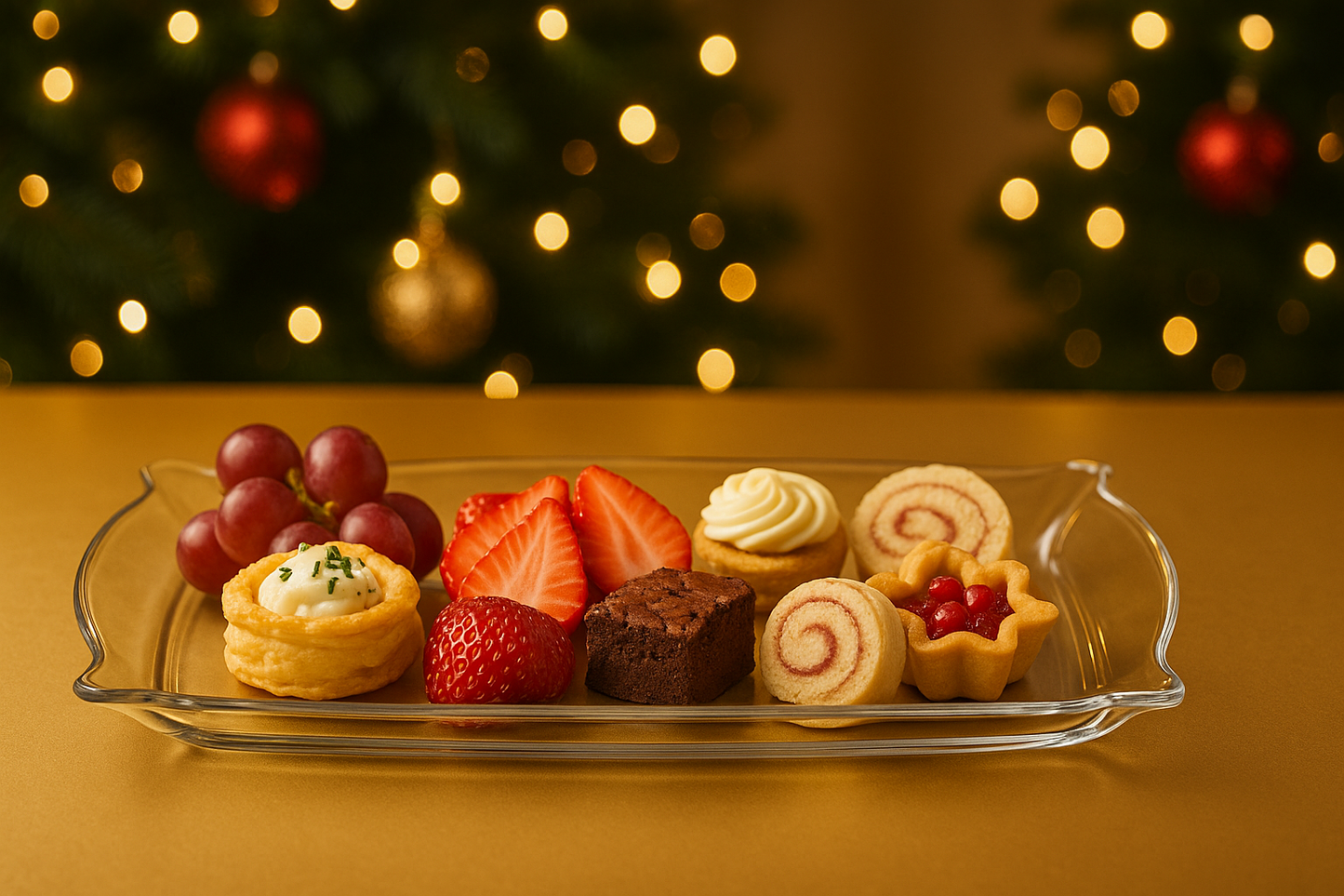 Rectangular Glass Serving Tray 34x22cm Clear Platter for Cakes Snacks Fruits