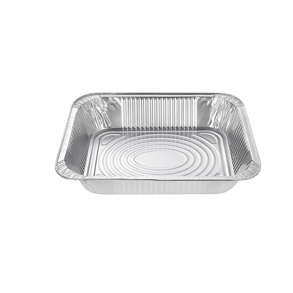 2 x Square Foil Dish Half Gastro 33x26x5.5cm 3L Aluminium Catering Trays Baking