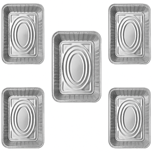 5 x Foil Dish Medium Gastro 52x32.5x5.5cm 6L Aluminium Catering Trays BBQ Baking