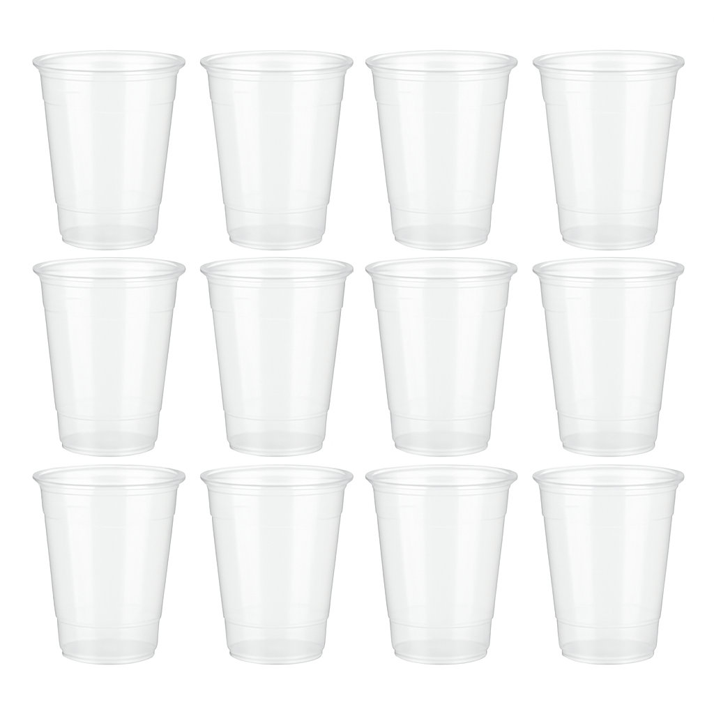12 x Clear Plastic Pint Tumblers 560ml Reusable Shatterproof Cups for Parties
