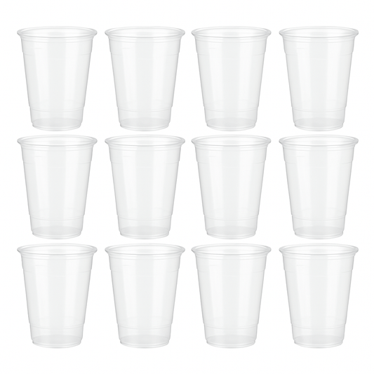 12 x Clear Plastic Pint Tumblers 560ml Reusable Shatterproof Cups for Parties