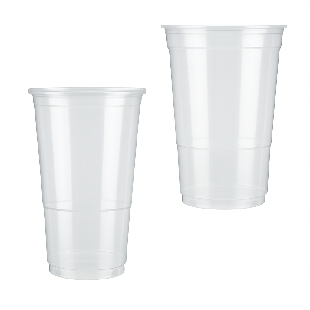 12 x Clear Plastic Pint Tumblers 560ml Reusable Shatterproof Cups for Parties