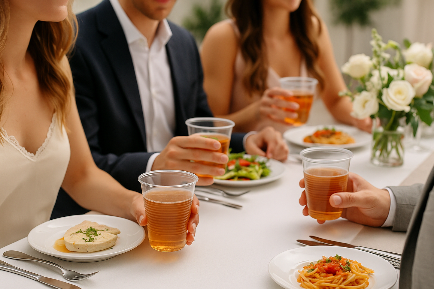 100 x Clear Plastic Cups 180ml/6oz Reusable Disposable Party Drink Glasses