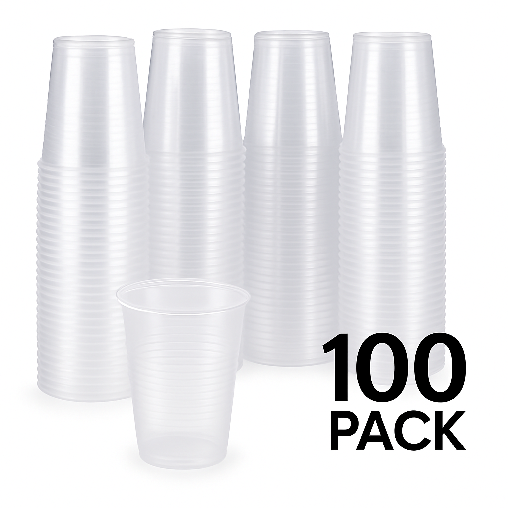 100 x Clear Plastic Cups 180ml/6oz Reusable Disposable Party Drink Glasses
