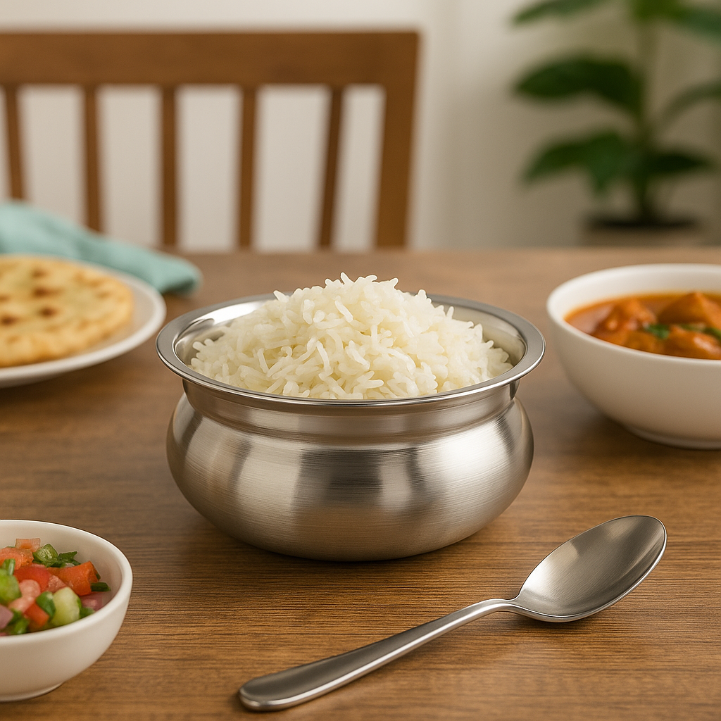 Stainless Steel Serving Bowl 13.5cm Traditional Handi Style Tableware for Dining