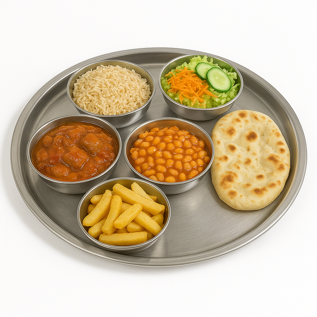 Stainless Steel Plate Thali 36.5cm  Premium Round Mirror Finish Serving & Dining