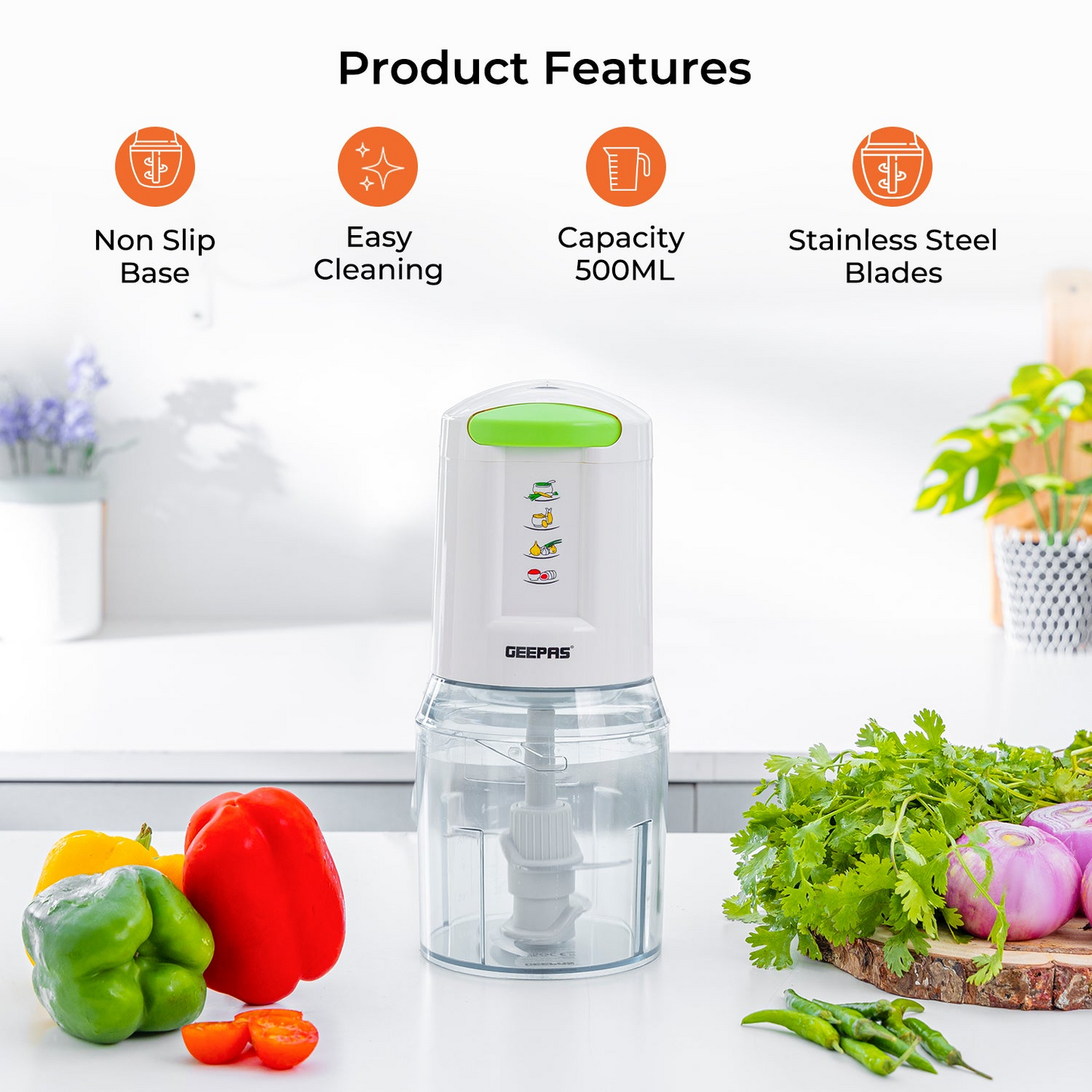 Geepas 500ml electric mini food processor & multi chopper