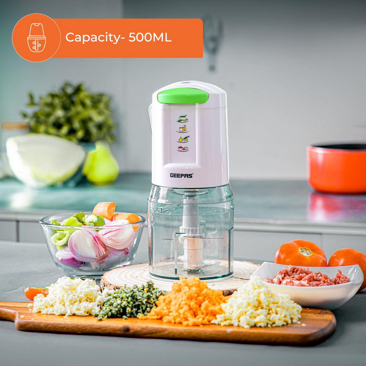 Geepas 500ml electric mini food processor & multi chopper