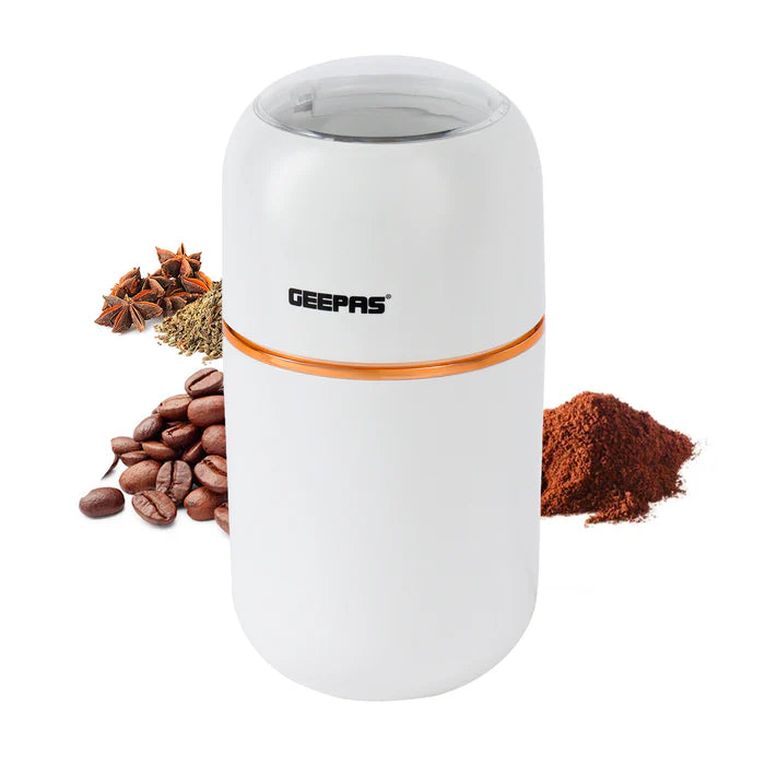 Geepas White Capsule Press-Down Coffee Grinder & Mixer Grinder - 80g