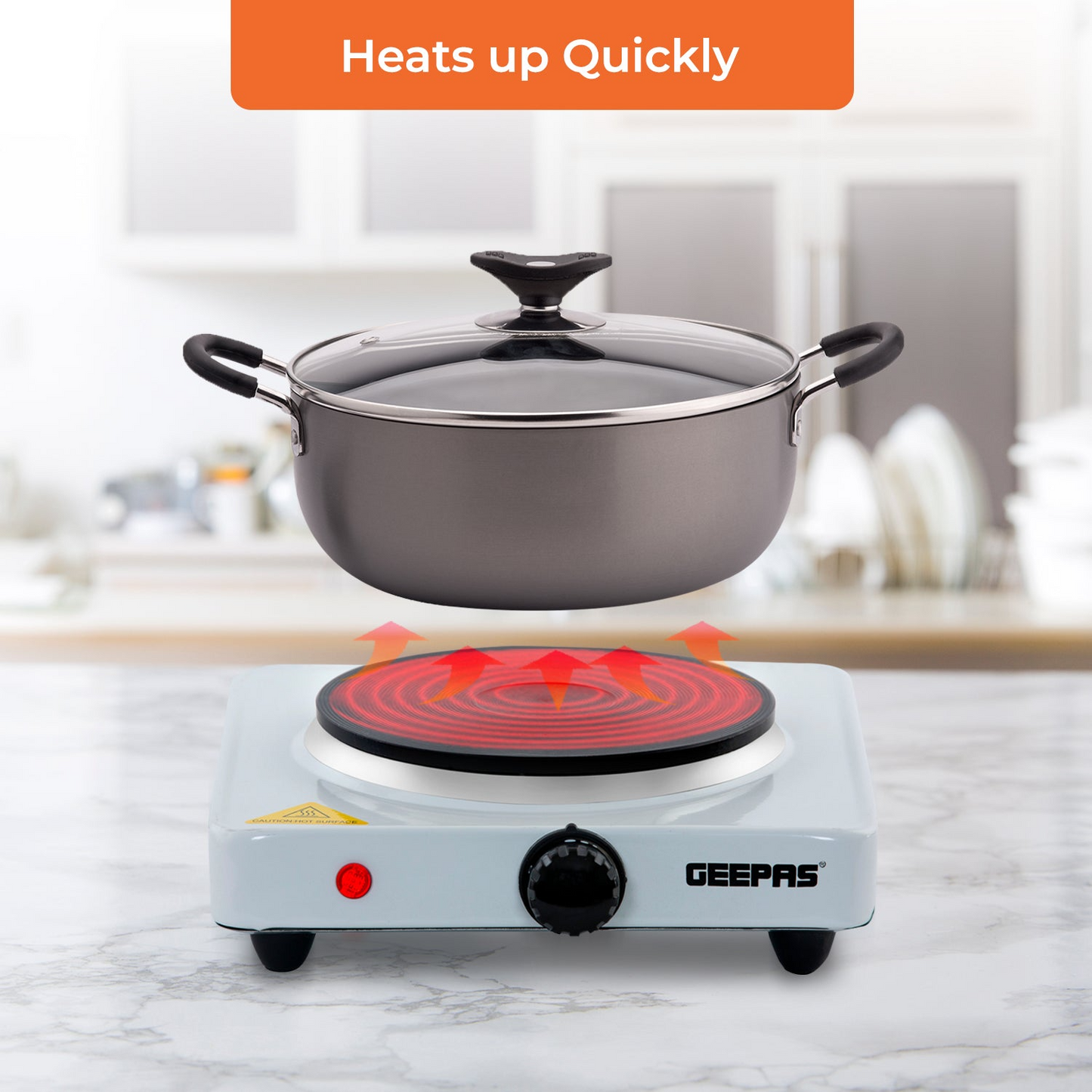 Geepas 1000W Single Electric Hot Plate - Tabletop Cooker