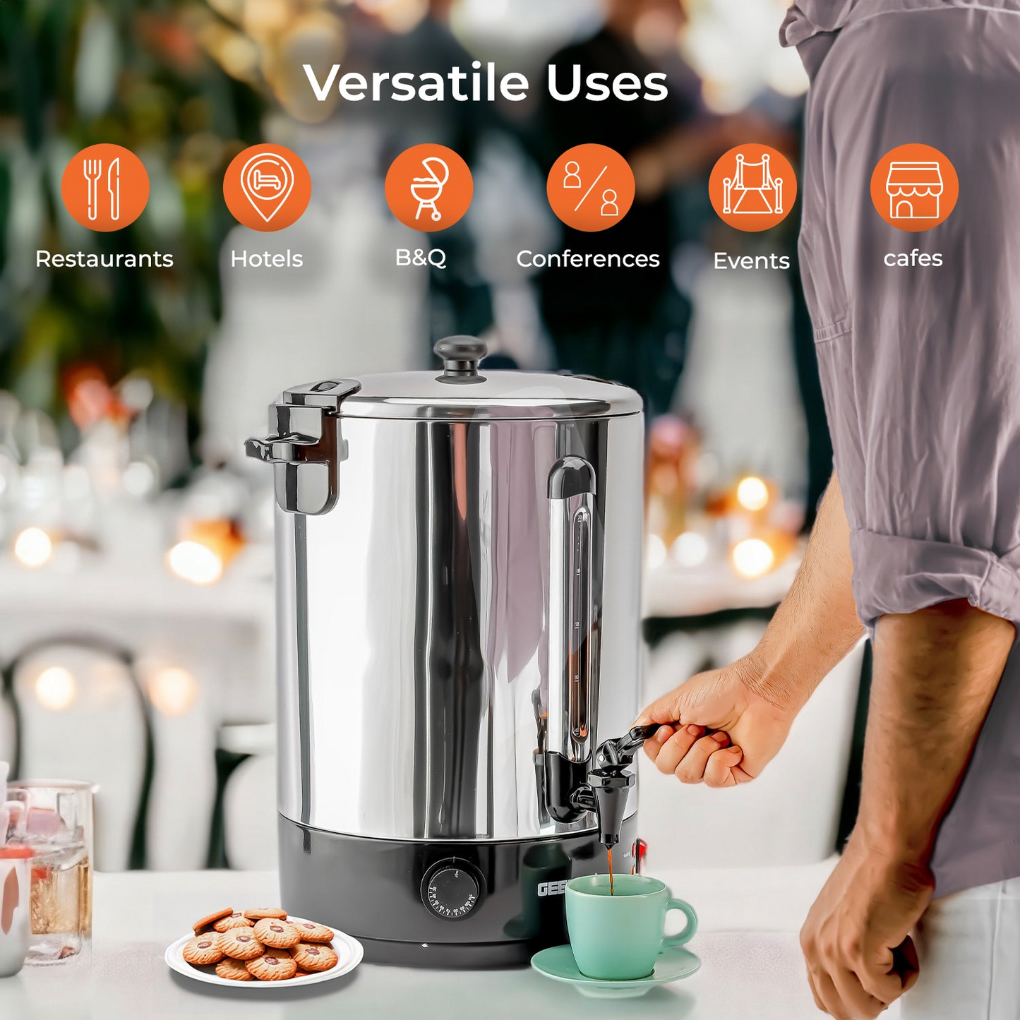 Geepas 30L Stainless Steel Electric Urn and Water Boiler