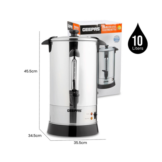 Geepas 10L Stainless Steel Electric Tea Urn and Water Boiler