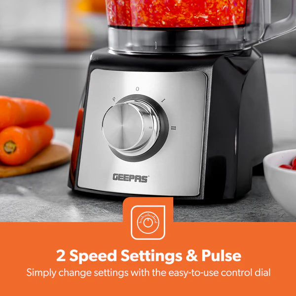 Geepas 6-In-1 Multi-Functional Food Processor, Blender and Grinder - 1200W