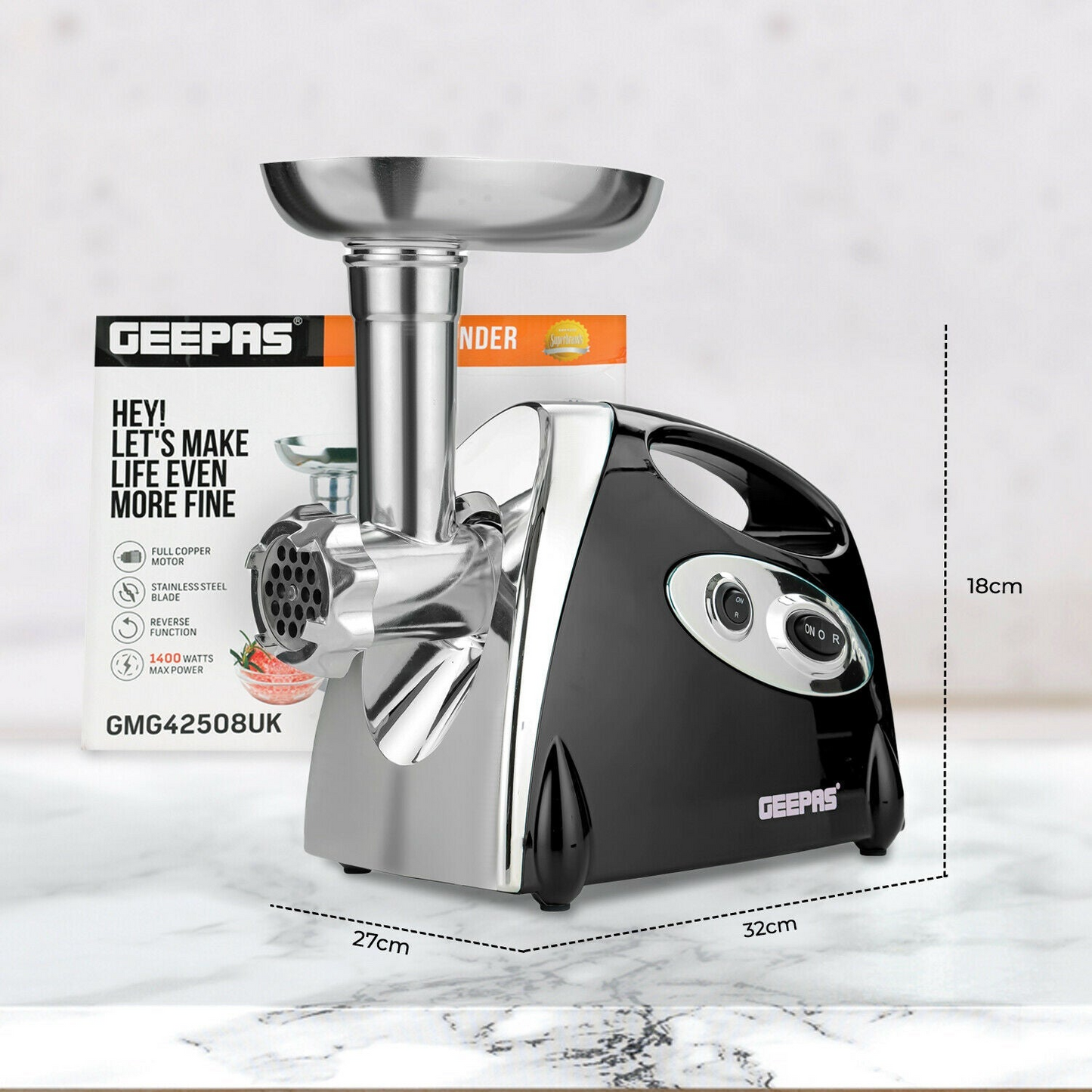 Geepas 3-in-1 Electric Meat Grinder, Mincer, and Sausage Maker