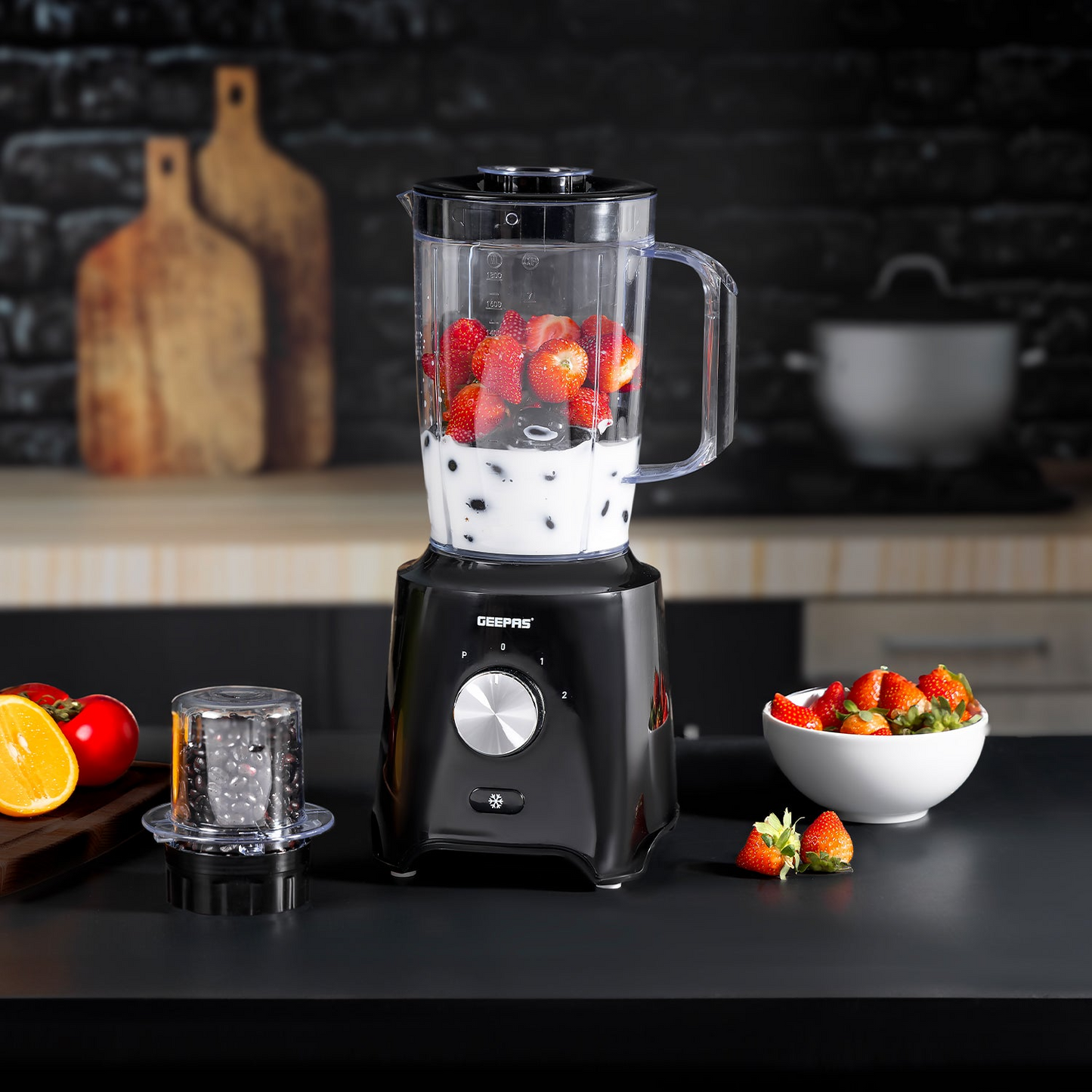 Geepas 2-in-1 Black Portable Stand Blender and Coffee Grinder