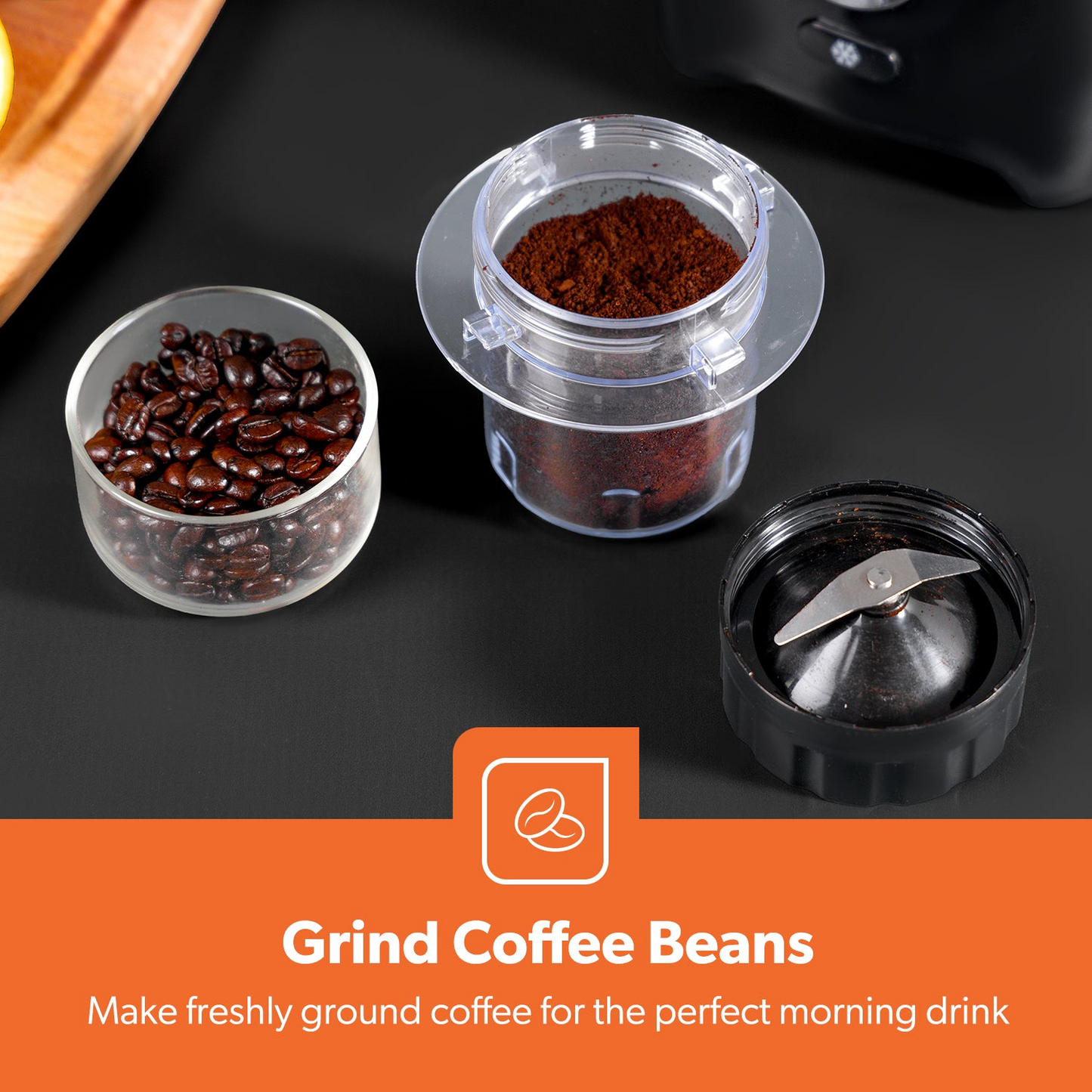 Geepas 2-in-1 Black Portable Stand Blender and Coffee Grinder