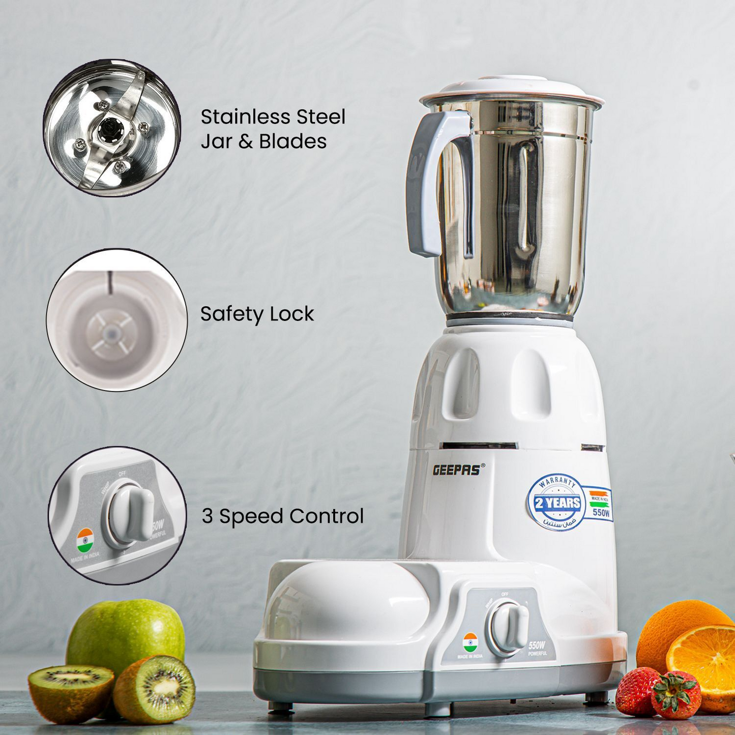 Geepas Indian Mixer Wet and Dry Grinder - Versatile Blender for Spice Mixing