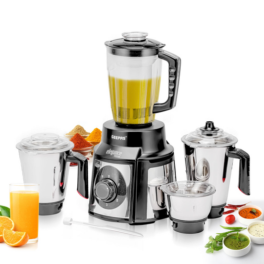 Geepas 5-in-1 Elegance Wet and Dry Indian Mixer Grinder - 1000W