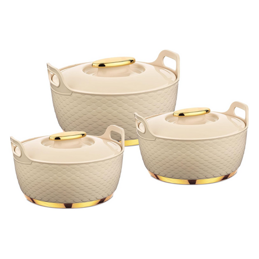 Asian Majestic Gold Stainless Steel Insulated Hotpot – 2500ML, 3500ML, 5000ML (Beige)