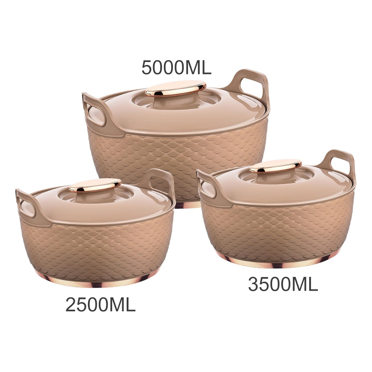 Asian Majestic Gold Stainless Steel Insulated Hotpot – 2500ML, 3500ML, 5000ML (Rose)