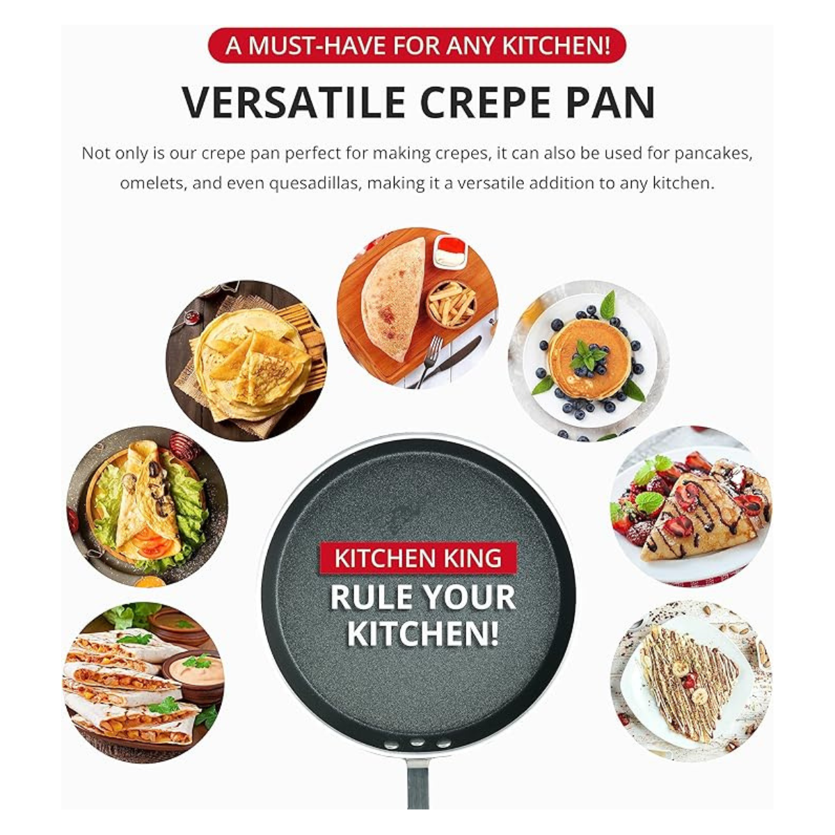 Kitchen King 24cm Non-Stick Crepe Pan (Tawa)