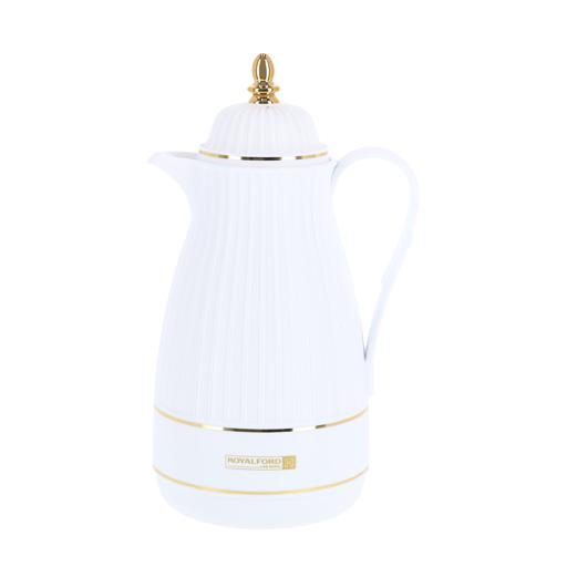 Royalford 1L White and gold haya vacuum flask and tea pot