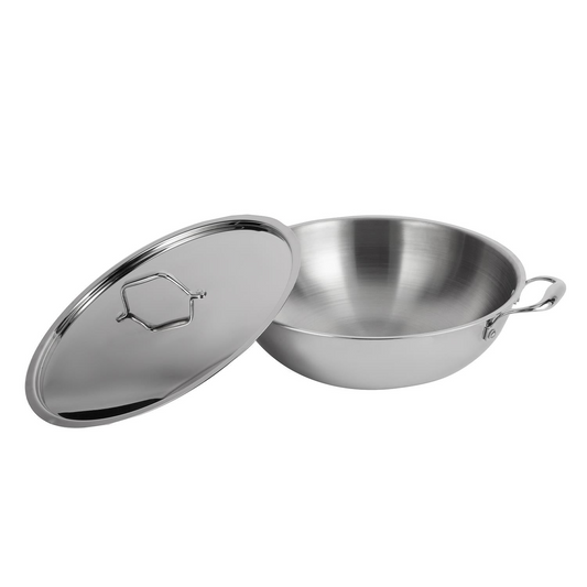 Royalford triply stainless steel wok with lid 32cm