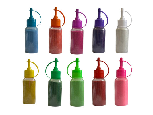 10 x Rangoli Colour Bottles Set – Multicolour Fine Powder Art Kit for Diwali, Holi, Craft & Festival Decoration – Light Pink, Purple, Red, White, Green, Lime Parrot Green, Yellow, Burnt Orange, Light Blue, Cerise Fuchsia Pink