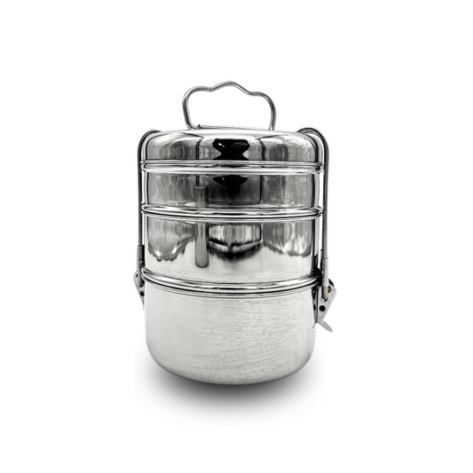 3-Tier Stainless Steel Tiffin Box - 12.5cm Diameter, 15.5cm Height - Durable, Eco-Friendly Lunch Solution