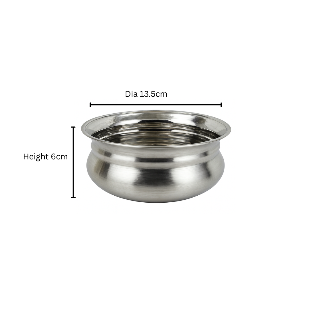 Stainless Steel Serving Bowl 13.5cm Traditional Handi Style Tableware for Dining