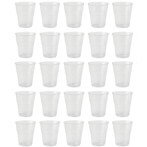 25 x Clear Plastic Juice Tumblers 250ml Reusable Strong Cups for Parties BBQs