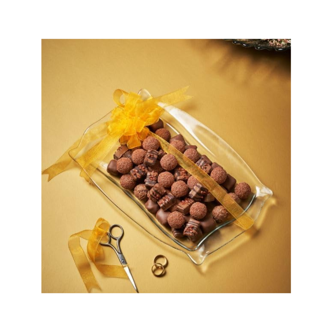 Rectangular Glass Serving Tray 34x22cm Clear Platter for Cakes Snacks Fruits